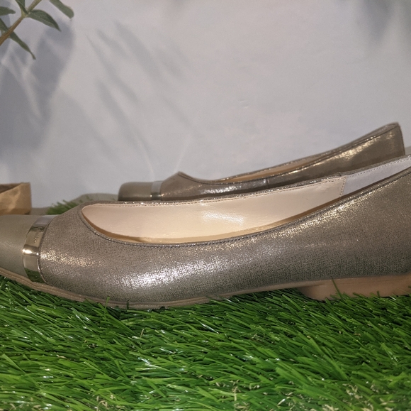 Calvin Klein Shoes Womens 7.5 Pash Ballet Flats Bronze Faux Leather Square Toe - Picture 5 of 8